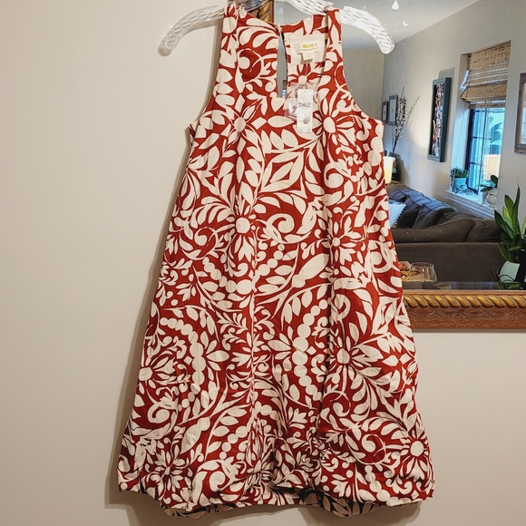 NWT Anthropologie Maeve Ionia Mini Dress Floral Orange Brown White Rust - Picture 5 of 8